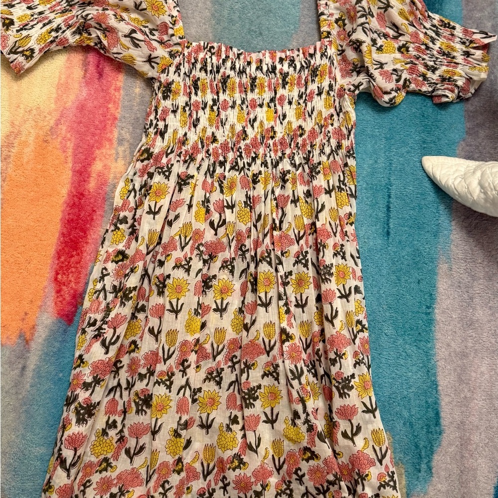 Floral Dress with Pink and Yellow Accents